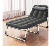 TEMU Silla Chaise Lounge, Cama Plegable, Cama de Campaña Ajustable con Colchón para Patio y Playa, Cama Portátil Plegable Resistente con Reclinación y Almohada