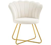 TEMU Silla de tocador HOMCOM de terciopelo con forma de concha, sillón de con patas de acero para y dormitorio, 69 x 80 cm, color crema