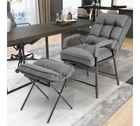 TEMU Silla Reclinable con Reposapiés Ergonómico, Silla de Descanso en Tela de Lino con Respaldo Ajustable