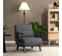 TEMU Sofá Cama Convertible, Silla de Dormir Individual con Respaldo Ajustable de 6 Posiciones, Cojín Desmontable y Asiento Tapizado, Estructura Metálica Plegable para Hogar, /Marrón