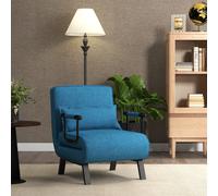 TEMU Sofá Cama Convertible, Sillón Reclinable 4 en 1 con Respaldo Ajustable en 6 Posiciones, Almohada Desmontable y Metálico, Sofá Cama Plegable Individual Tapizada Carga 150kg, Azul