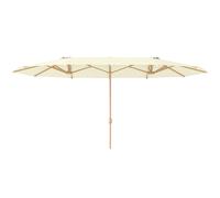 TEMU Sombrilla de capa de 4,55 x 2, para patio exterior con manivela manual, protección solar, sombrilla grande para patio, playa, piscina, color crema