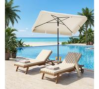 TEMU Sombrilla de Jardín Rectangular 2 x 1,25 m, Protección UPF 50+, Inclinable, Playa, Bolsa de Transporte, Beige