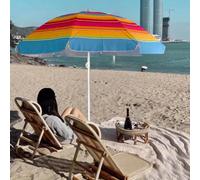 TEMU Sombrilla de playa resistente de arena y refugio solar inclinable, protección UV 50+, sombrilla para exteriores, bolsa de transporte para patio, jardín, piscina, patio (color aleatorio)