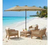 TEMU Sombrilla, extra grande, sin base, protección solar UPF 50+, con parasol, para exterior, y playa, 460 x 270cm, 12 costillas de metal