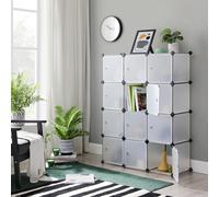 TEMU SONGMICS Estantera Modular, Armario Modular de 12 Cubos, Estantera de Plstico con Puertas, para Zapatillas, Ropa, Libros, de