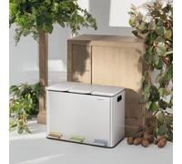 TEMU SONGMICS HOME Papelera de Cocina Triple, de Basura de 3 x 15 Pedales Codificados por Colores, de Separación de Residuos, con Tapas y Cubos Interiores, Plata Metálico