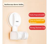 TEMU Soporte Ajustable para Ducha con - Montaje en Pared sin Taladro/Pegamento, Rotación de 70° y Válvula de Aire , Adhesión Fuerte para Baño (Extraíble y Lavable)