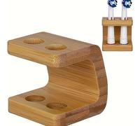 TEMU Soporte de Bambú para Cepillos de Dientes, Cabezal de Cepillo de Dientes Eléctrico, Organizador de Madera de Bambú para Baño, 2/3 Agujeros
