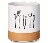 TEMU Soporte de Utensilios de Cerámica para Encimera de Cocina - Organizador de Espátula, Tenedor y , de Almacenamiento de Alimentos Multifuncional, Decoración de Estilo Granja, 4.1in