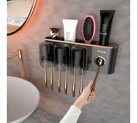 TEMU Soporte para cepillo de dientes de baño con dispensador de pasta de dientes, de montaje en pared