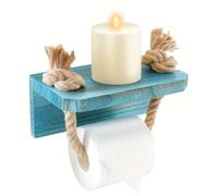 TEMU Soporte para Papel Higiénico de Encanto - Decoración Rústica Azul de Granja para Baño con Detalles de , Toallero de Pared y Estante de Madera