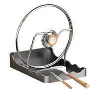 TEMU Soporte para Tapas y Reposacucharas, Organizador de Tapas y Cucharas con Bandeja de Goteo, Estante Multifuncional para Tapas de Ollas, Espátulas y Cucharas