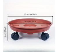 TEMU Soporte Rodante para Plantas de Alta Resistencia con Bandeja de Resina Rojo Ladrillo Extraíble - Versátil para Interior/Exterior, Caddy Redondo de 14.17