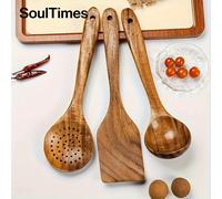 TEMU Soultimes un juego de premium de madera de acacia, antiadherentes, resistentes al y fáciles de limpiar. Están diseñadas ergonómicamente para cocinar como para servir.
