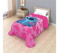 TEMU Stitch - Colcha Stitch Rosa 2 Tropical Verano Disney 170 x 250 Cm (Cama 90 - 105 Cm) Lilo Stitch Rosa