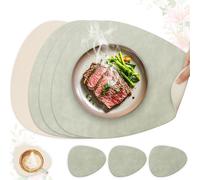 TEMU Sujetas de mesa de cuero sintético. Juego de 8 posavasos (4 placas y 4 posavasos)