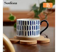 TEMU Sunfiona 1 Taza de Café de Cerámica, Taza con Asa, Taza para Latte, Tamaño Grande, Ideal para Té o Chocolate Caliente, para Microondas, Estilo Moderno y Único, para Cualquier Cocina