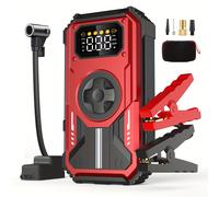 TEMU SWAREY Compresor de Aire Eléctrico con Arrancador de Batería de 6000 A, Arrancador de Coche con Batería de 12000Mah con Linterna LED, Batería de los Motores de L