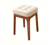 TEMU Taburete de Lujo en Madera y Cuero , Apilable para , Taburete Cuadrado para Hogar, o Taburete de Mesa, Taburete de Tocador
