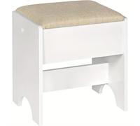 TEMU Taburete de Maquillaje, Asiento Tapizado con de Lino, 40 X 45 X 30 Cm, Madera, Silla de Mesa de Maquillaje para Dormitorio, Capacidad de Carga 150 Kilogramos