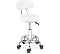 TEMU Taburete de oficina Bonnlo | Rodante, giro de 360°, altura ajustable, material de PVC, forma redonda, respaldo negro para estudio de uñas, , spas y oficinas