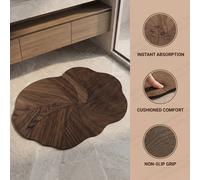 TEMU Tapete de baño de diatomita con veta de madera y forma irregular, tapete absorbente de secado rápido y antideslizante para pies, tapete de de limpiar para uso en el hogar y el baño