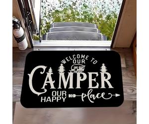 TEMU Tapete de bienvenida para - Tapete antideslizante lavable en máquina con diseño " a DE CAMPERO", poliéster duradero para entrada, , dormitorio, cocina, oficina y decoración de RV, accesorios para