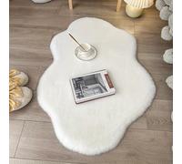 TEMU Tapete decorativo de felpa de sintético, 1 pieza, color liso, forma irregular de , estilo crema, tapete de piso , , , esponjoso y peludo para invierno