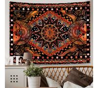 TEMU Tapiz de pared naranja con diseño de sol y tapicería, de pared indie hippie mandala, tapicería estética para dormitorio, o (Naranja)