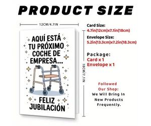 TEMU Tarjeta de agradecimiento de despedida y jubilación en español (12 cm * 18 cm), ideal para una tarjeta de despedida de un de trabajo, un regalo de jubilación para un de trabajo, con un sobre