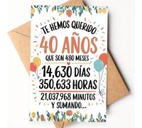 TEMU Tarjeta de en español para 40 , 1 pieza, para cualquier ocasión, regalo ideal para , , hermana, , hija, esposo, novio, novia, , mejor
