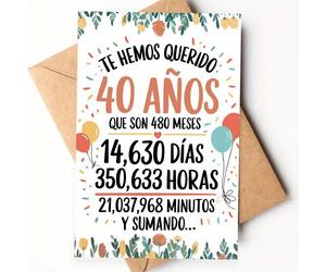 TEMU Tarjeta de en español para 40 , 1 pieza, para cualquier ocasión, regalo ideal para , , hermana, , hija, esposo, novio, novia, , mejor