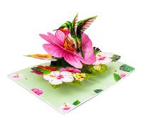 TEMU Tarjeta de felicitación clásica 3D Pop-Up "Classic Sunny" con colibríes y flores con de sol , utilizada para , de , de jubilación y felicitaciones de inauguración de la casa