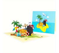 TEMU Tarjeta de felicitación de viaje 3D Pop-Up, tarjeta de Navidad, tarjeta de viaje con una maleta 3D, para regalar a entusiastas de los viajes, , novias, novios, esposos, esposas, y familiares