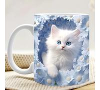 TEMU Taza de cerámica con diseño de gato de 11.83 oz - Ideal para café, té, leche | para lavavajillas y microondas | Regalo para y familiares, accesorios para cafetería