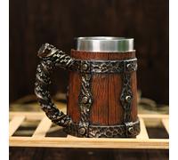 TEMU Taza de cerveza de barril de madera de gran capacidad, taza de café Mark creativamente a en , taza de cerveza de metal vintage personalizada, gran capacidad de 600 ml, taza estilo taberna, regalo
