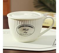 TEMU Taza de desayuno de cerámica de estética con , vaso de agua grande para el hogar, taza para avena , para microondas