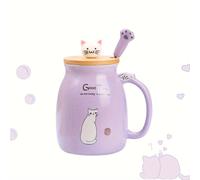 TEMU Taza de Gato Kawaii, Taza de Cerámica para Té y Café con y Cuchara, Regalos para Amantes de , Regalos de , Regalos de Navidad para Mujeres, 13Oz