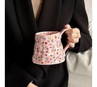TEMU Taza floral , pintada a de forma creativa para mujeres, diseñada como taza de cerámica para , con una gran capacidad para el café. opción de regalo para Navidad, Halloween y Acción de Gracias.