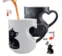 TEMU Taza Mágica de Gato y : Tu Bebida con Sorbo! Taza Termosensible que Color, Asiento de , 11 oz / 330 ml, Regalo Navideño para