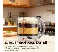TEMU Taza Medidora 4 en 1, Tazas de Medición de Plástico con Base Ajustable, Tazas para Hogar/Cocina, Fácil Lectura para Ingredientes Líquidos/, Fácil de Limpiar - 250ml