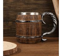 TEMU Taza única de resina de acero inoxidable diseñada para parecer un barril de madera, para cerveza o agua