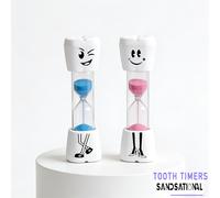 TEMU Temporizador para cepillo de dientes con cara sonriente - Reloj de arena de dos - Ampulzeta alegre multicolor con cara sonriente azul y rosa (paquete de 2)