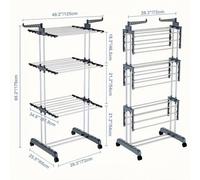 TEMU Tendedero de ropa, 4 Niveles Tendederos Plegables Vertical con Ruedas de Secado Tendederos, Acero Inoxidable Tendal para Exterior y Interiores