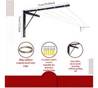 TEMU Tendedero plegable y telescópico, de metal para montaje en pared-soporta mantas pesadas + 20 metros de cuerda, , diseño compacto, para patios/, tendederos