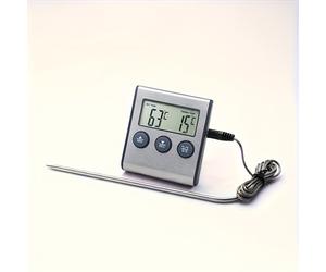 TEMU Termómetro digital de cocina para carne con larga de de alimentos para líquidos, horno, ahumador, , dulces, aceite, termómetro de cocción para freír en aceite con alarma de temporizador