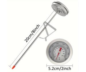 TEMU Termómetro para freír profundo de 1 pieza con pinza para olla, larga de acero inoxidable para , termómetro de alimentos para , hornear y freír