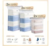 TEMU TIMORNON 6 Bolsas de Almacenamiento al Vacío - Diseño de Ancho para Ahorrar , Acabado Mate Premium para Ropa, Cojines y Ropa de Cama, Compresión, Sin Válvula, Material Duradero Escarchado