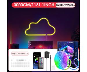 TEMU Tira de luz LED neón de 5M/10M/15M/20M/30M, 24V, control remoto/aplicación, tira de luz RGB flexible, IP67, ideal para dormitorio, habitación y decoración exterior